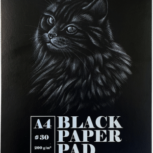 Sketch pad A4, 200 g, 30 musta lehte, spiraalköide