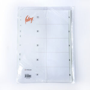 Vahelehed A4 1-5 College plastik valge