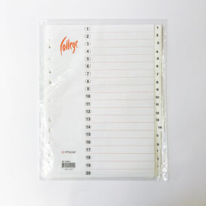 Vahelehed A4 1-20 College plastik valge