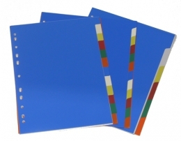 Vahelehed A4 1-12 College plastik värviline