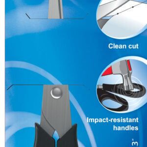 Käärid 13,5 cm EasyCut, 2D teritus, must riputuspakis