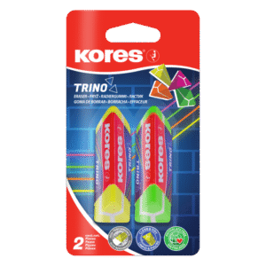 Kustutuskumm KORES Trino Neon, 2tk riputuspakis