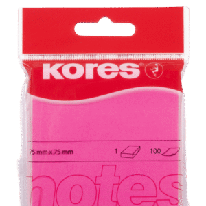 Märkmepaber KORES 75x75mm neoonroosa, 100 lehte, riputuspakis