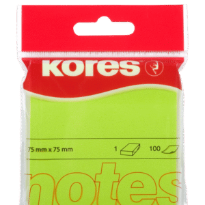 Märkmepaber KORES 75x75mm neoonroheline, 100 lehte, riputuspakis