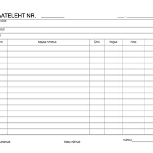 Blankett Saateleht A5 laiuti, 100 lehte