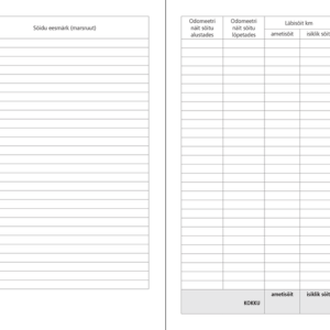 Blankett Sõidupäevik 112 lk kõvakaas, kaardiköide