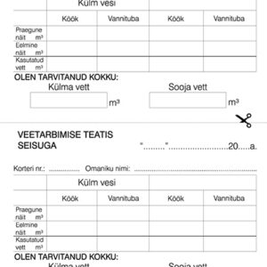 Blankett Veetarbimise raamat A6, 24 lehte