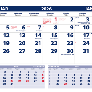 Seinakalender Uno põhi (sinine-punane) augustamata tagapapita