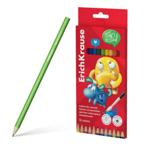 Akvarellpliiatsid 12 värvi Jolly Friends, pintsel