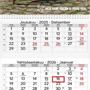 Seinakalender TRIO, võru-eestikeelne, avatuna 297x630mm (PILT 2)