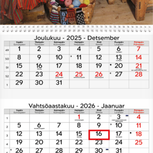 Seinakalender TRIO, võru-eestikeelne, avatuna 297x630mm (PILT 4)
