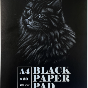 Sketch pad A4, 200 g, 30 musta lehte, spiraalköide