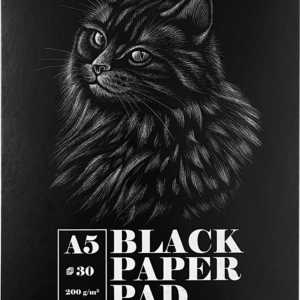 Sketch pad A5, 200 g, 30 musta lehte, spiraalköide