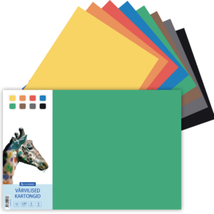 Värviline kartong A3 200 g, 8 lehte, 8 värvi