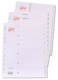 Vahelehed A4 1-31 College plastik valge