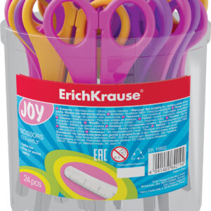 Käärid 13,5 cm JOY, ümar ots, 4 värvi assortii plasttopsis