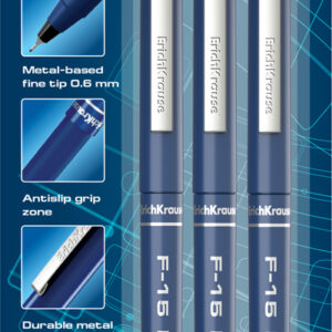 Tindipliiats Fineliner F-15 Classic Stick 0.6, vee baasil, 3 (si,mu.pu) riputuspakis