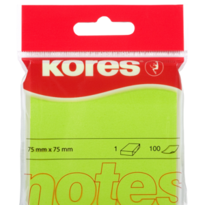Märkmepaber KORES 75x75mm neoonroheline, 100 lehte, riputuspakis