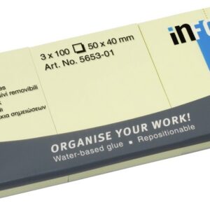 Märkmepaber Infonotes 50x40mm kollane, 3×100 lehte