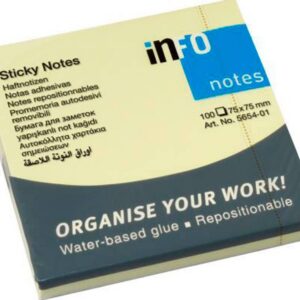 Märkmepaber Infonotes 75x75mm kollane, 100 lehte
