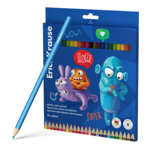 Värvipliiatsid 24 värvi Jolly Friends, puiduvaba, kartongpakis