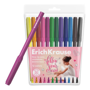 Viltpliiatsid 12 värvi pintselotsaga Pointes, riputatav kilepakend