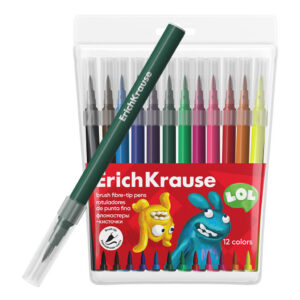 Viltpliiatsid 12 värvi pintselotsaga Jolly Friends, riputatav kilepakend