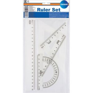 Joonlaua komplekt CENTRUM, 20cm joonlaud, 2 kolmnurka, mall