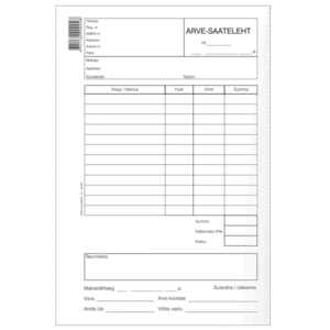 Blankett Arve-saateleht A5 pikuti, 100 lehte