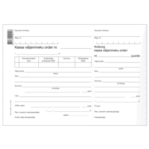 Blankett Kassa väljamineku order A5, laiuti 100 lehte