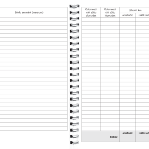 Blankett Sõidupäevik 112 lehte, spiraalköide, kaardiköide