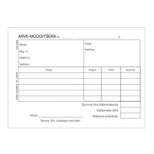 Blankett Arve-müügitšekk A6 laiuti, 2×50 lehte, isekopeeruv