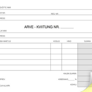 Blankett Arve-kviitung A6 laiuti, 2×50 lehte, isekopeeruv