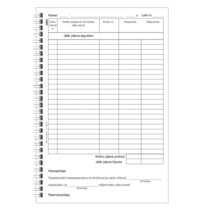 Blankett Kassaraamat A5, pikuti, spiraalköide