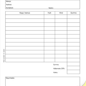 Blankett Saateleht A5 pikuti, 2×25 isekopeeruv