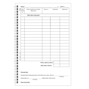 Blankett Kassaraamat A5 spiraalköide,  2×31 lehte  isekopeeruv