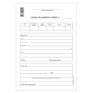Blankett Kassa väljamineku order A5, pikuti 100 lehte