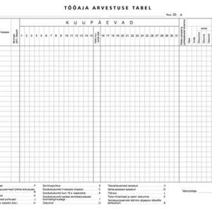 Blankett Tööaja arvestuse tabel A3, laiuti