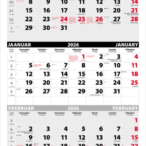 Seinakalender Trio põhi (must-punane) augustamata tagapapita