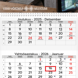 Seinakalender TRIO, võru-eestikeelne, avatuna 297x630mm (PILT 5)