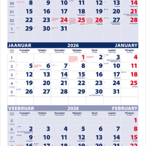 Seinakalender Trio põhi (sinine-punane) augustamata tagapapita