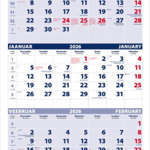 Seinakalender Trio põhjad koos köitmise ja aknakomplektiga (tagapapiga)