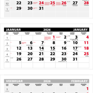 Seinakalender Trio Extra põhi augustamata tagapapita