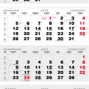 Seinakalender Trio Maxi 4-osaline põhi augustatud tagapapita